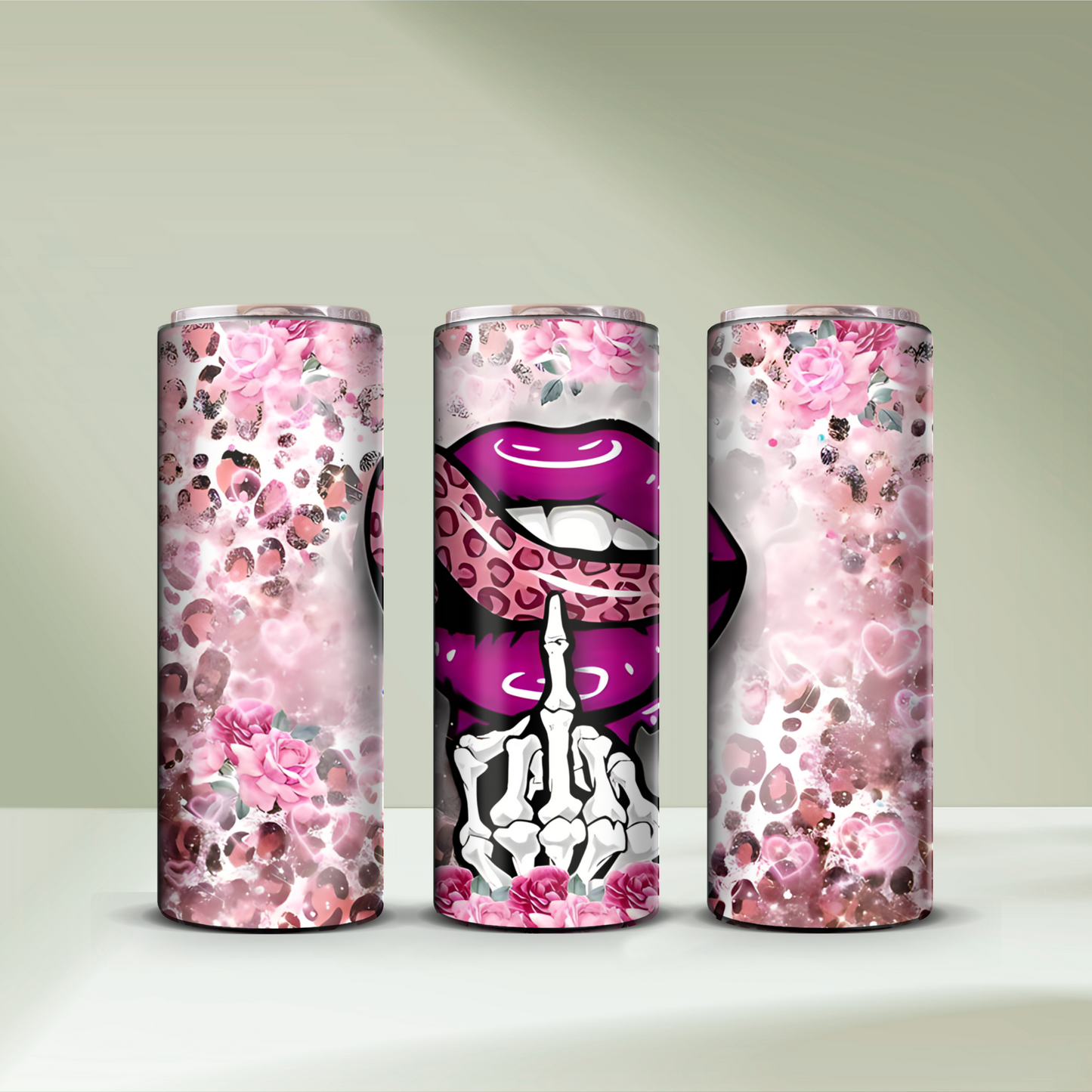 Pink Leopard Lip Tumbler