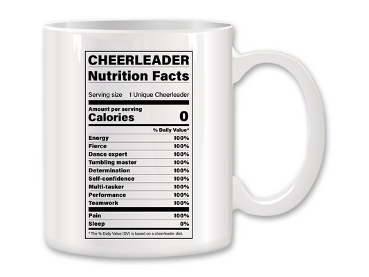 Cheerleader Nutrition Facts Coffee Mug