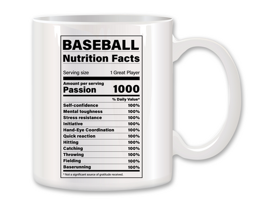 Baseball Nutrition Facts Coffee Mug