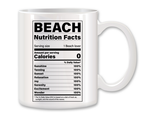 Beach Nutrition Facts Coffee Mug