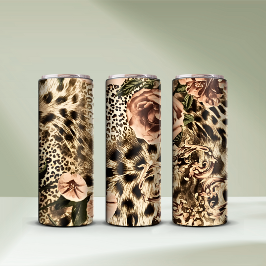 Pink Rose Leopard Tumbler