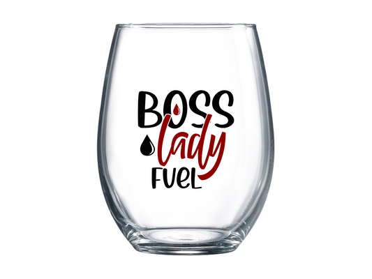 Boss Lady Fuel Stemless Wine Glass