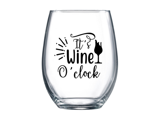 It's Wine O'Clock Stemless Wine Glass