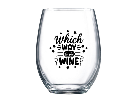 Which Way to the Wine Stemless Wine Glass