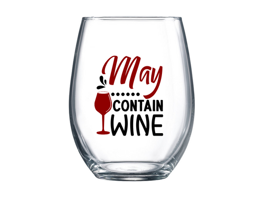 May Contain Wine Stemless Wine Glass