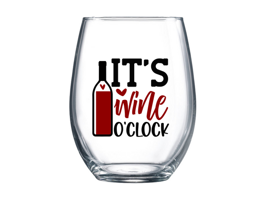 It's Wine O'clock Stemless Wine Glass