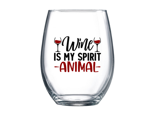 Wine Is My Spirit Animal Stemless Wine Glass