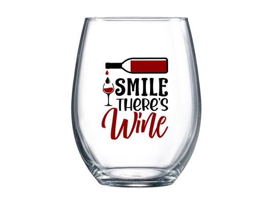 Smile There's Wine Stemless Wine Glass