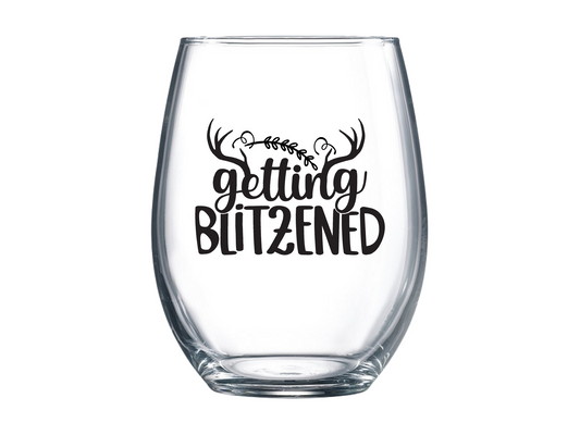 Getting Blitzened Stemless Wine Glass