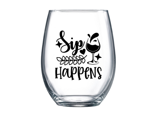 Sip Happens Stemless Wine Glass