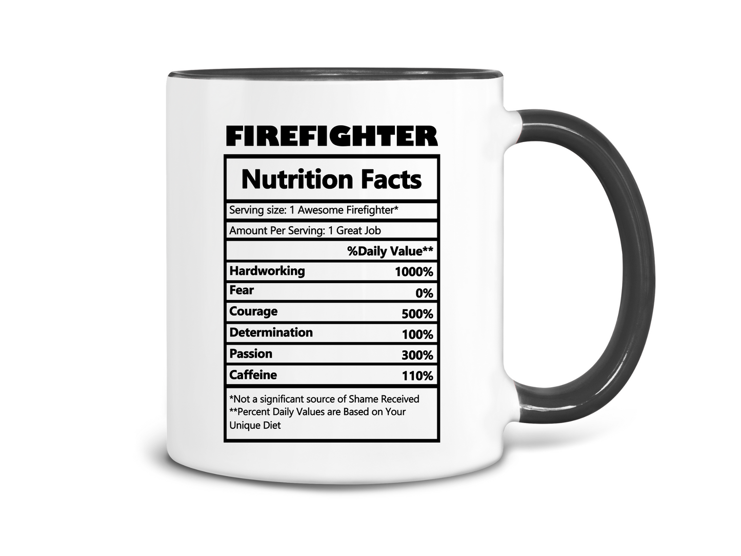 Fire Fighter Nutrition Facts Coffee Mug