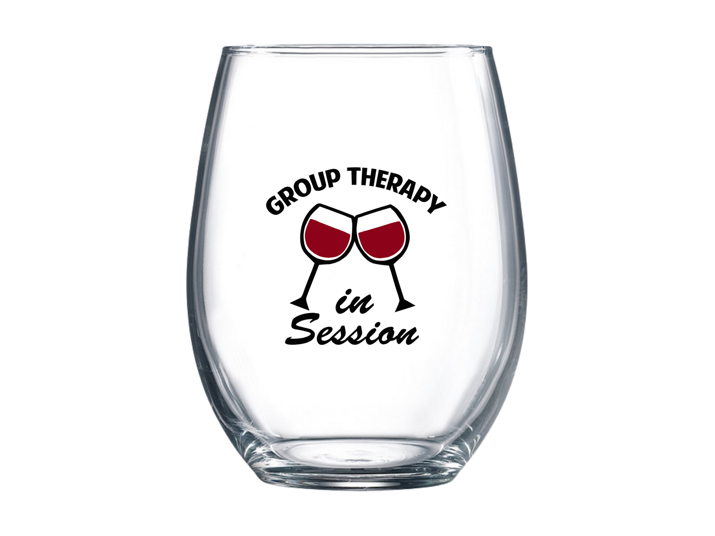 Group Therapy In Session Stemless Wine Glass