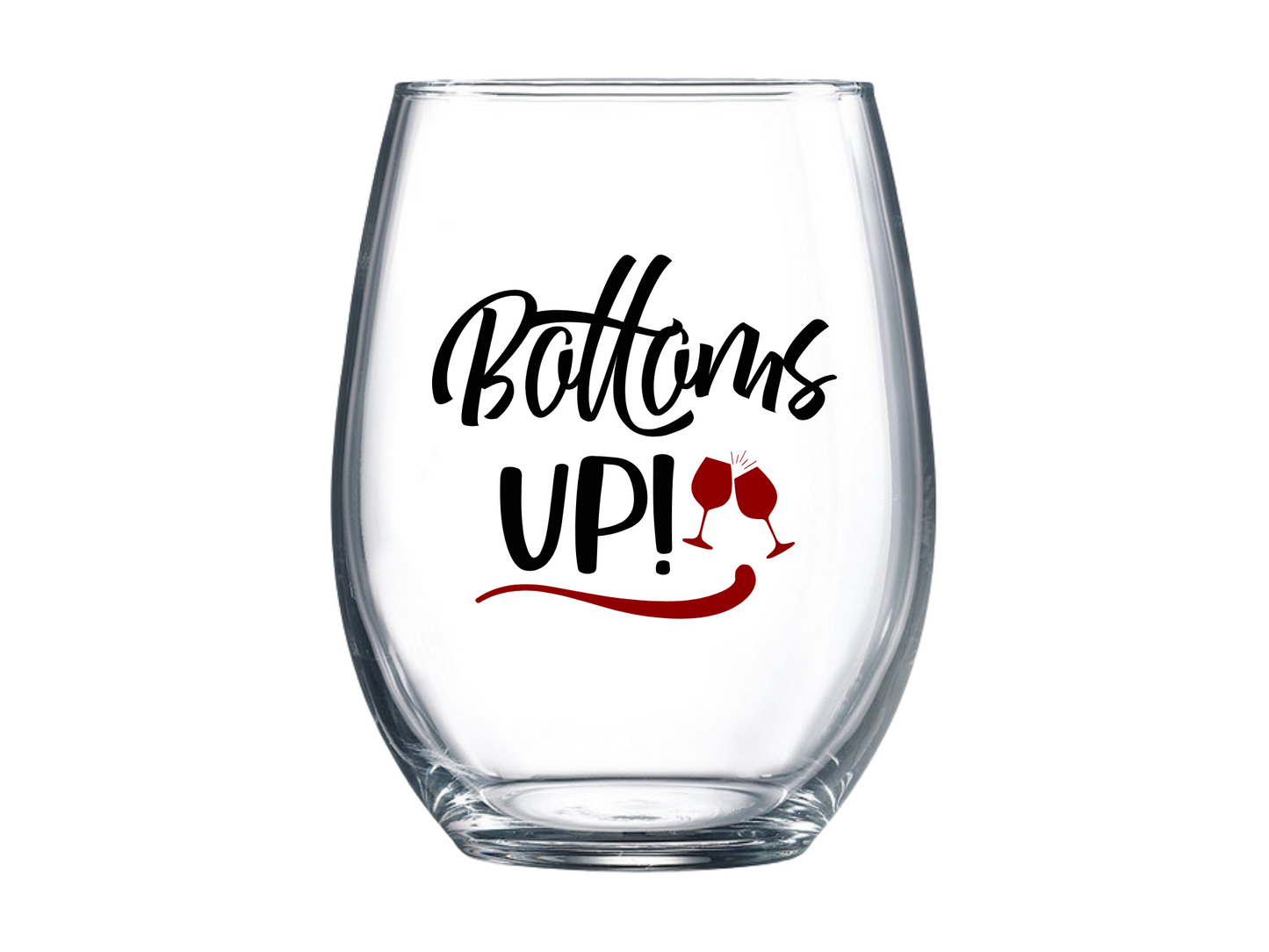 Bottoms Up Stemless Wine Glass