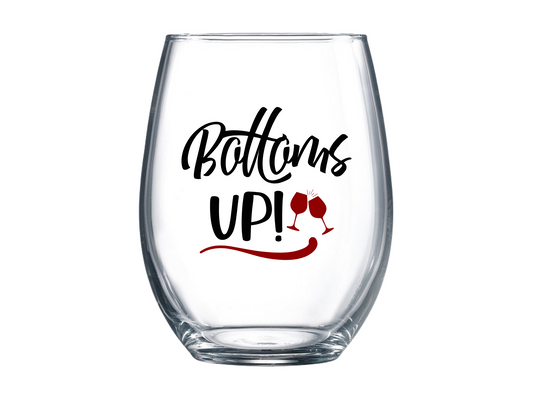 Bottoms Up Stemless Wine Glass