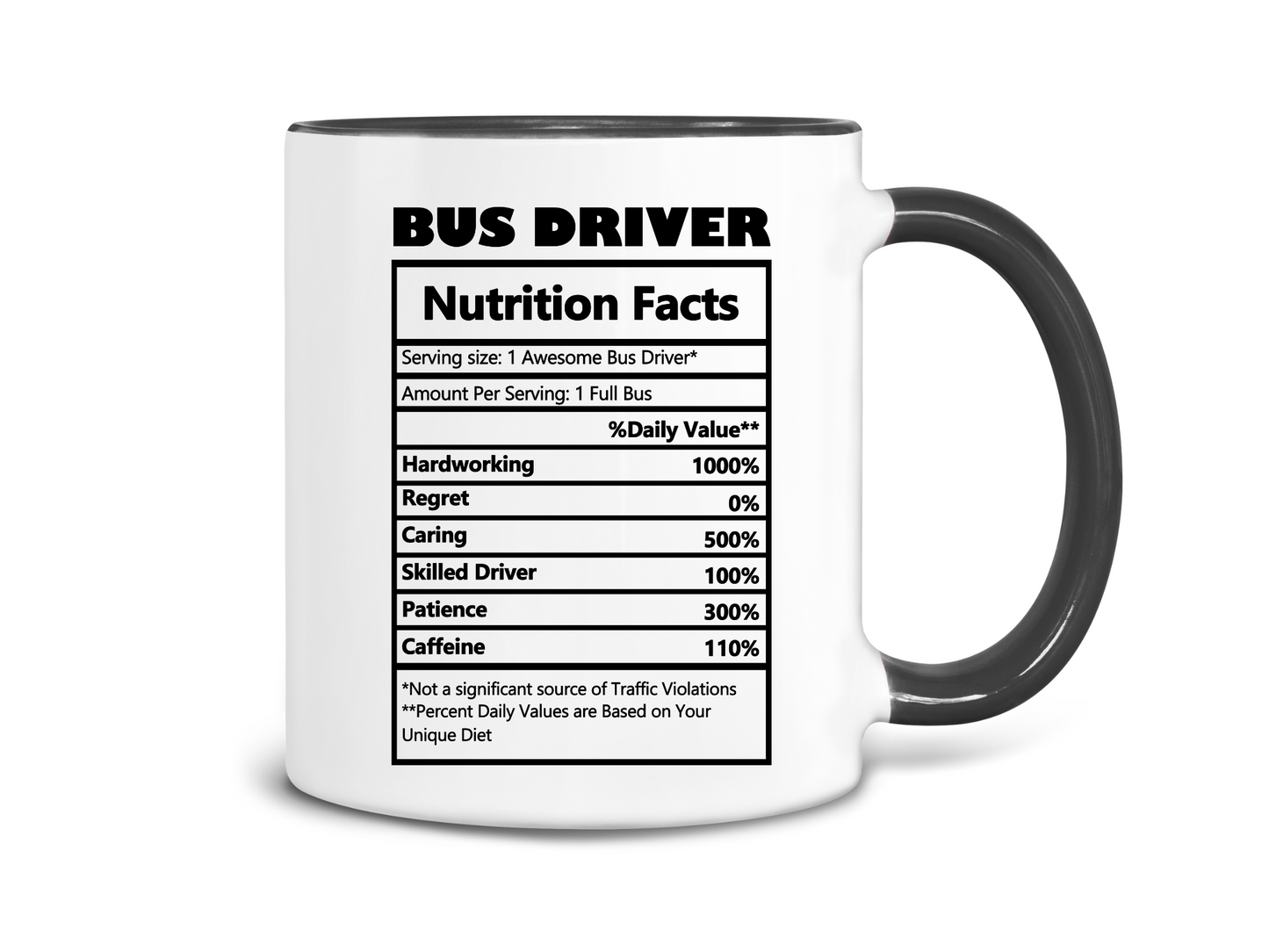 Bus Driver Nutrition Facts Coffee Mug