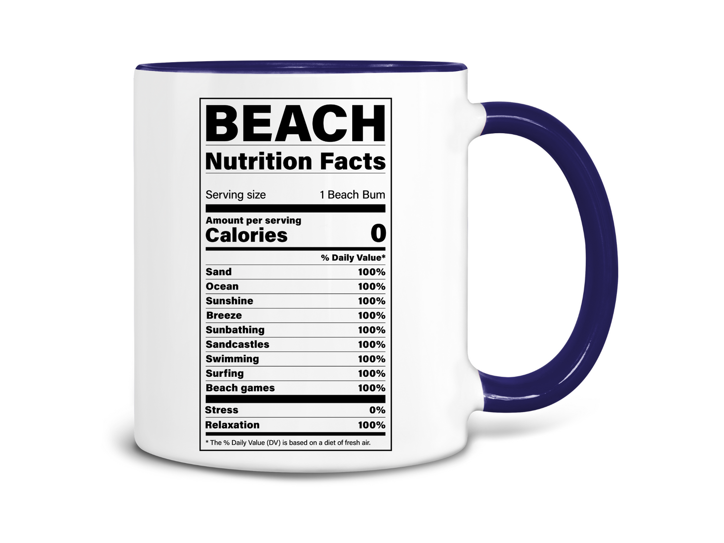 Beach Nutrition Facts Coffee Mug