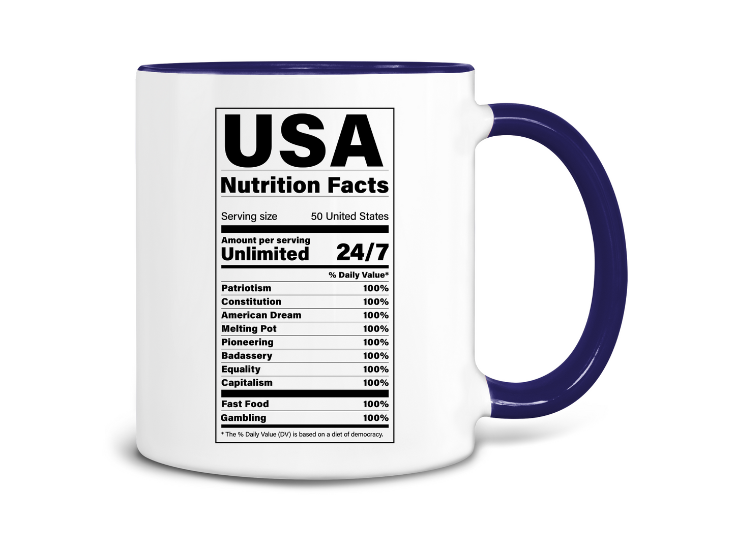 USA Nutrition Facts Coffee Mug