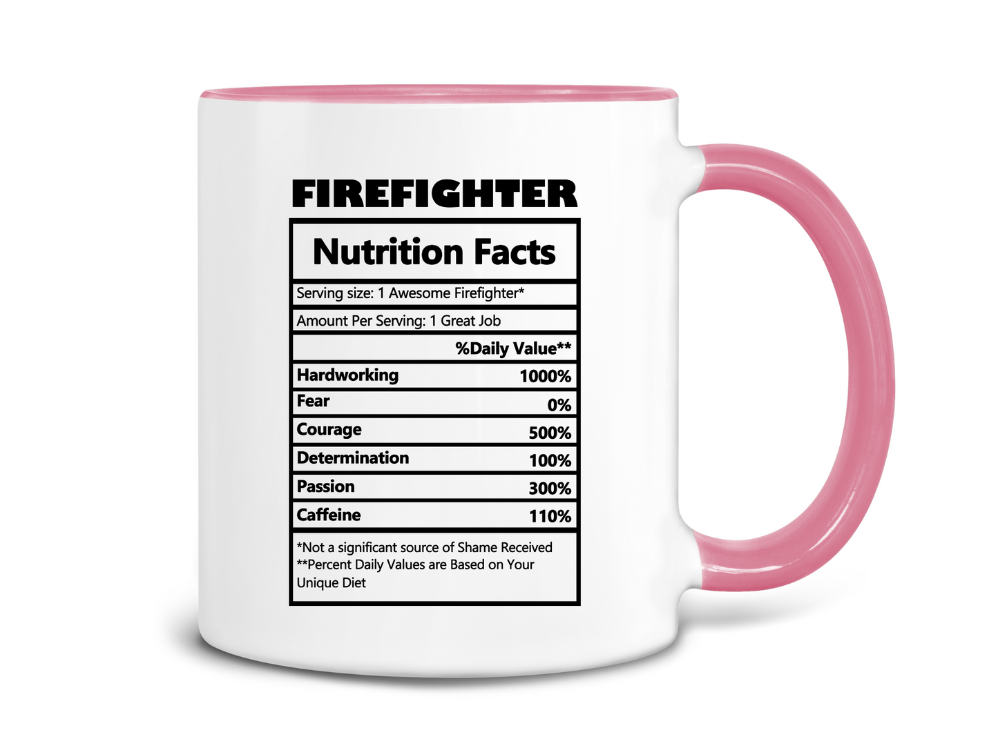 Fire Fighter Nutrition Facts Coffee Mug