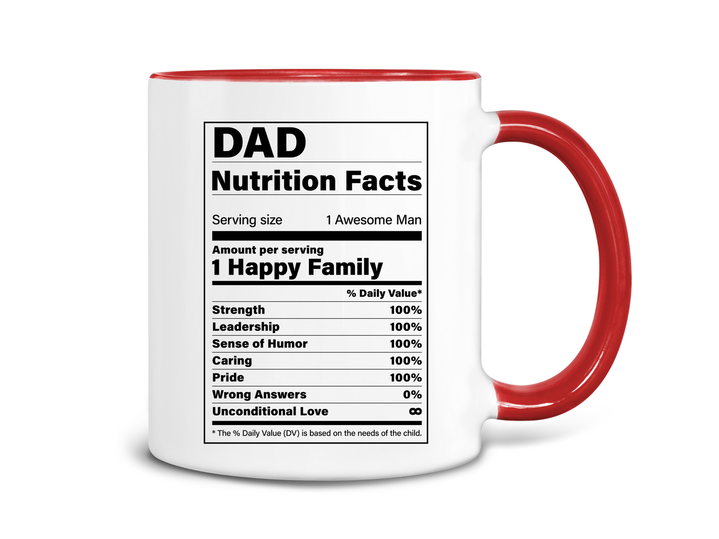 Dad Nutrition Facts Coffee Mug