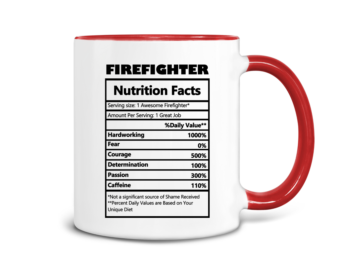 Fire Fighter Nutrition Facts Coffee Mug