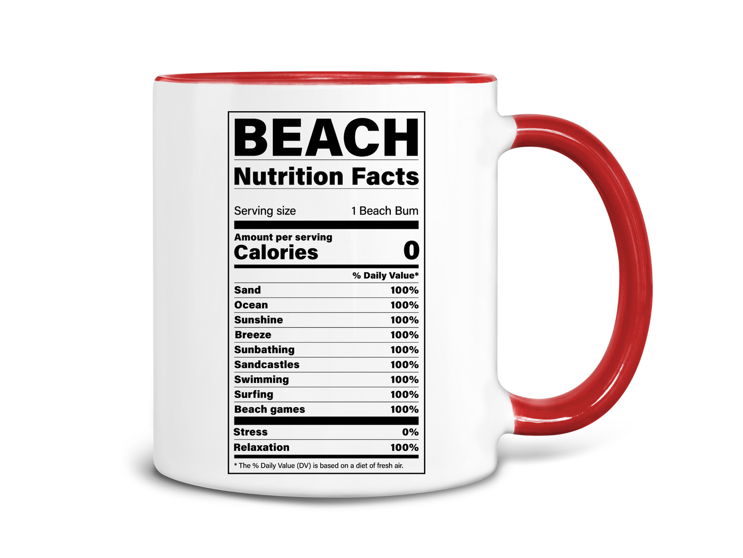 Beach Nutrition Facts Coffee Mug